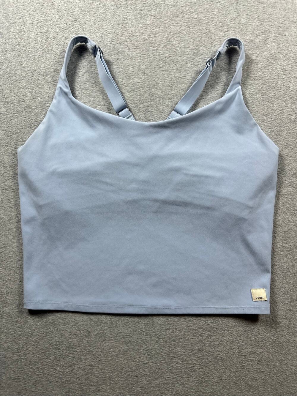 Vuori Daily Cropped Tank Top Women's Large Blue Racerback Sports Activewear